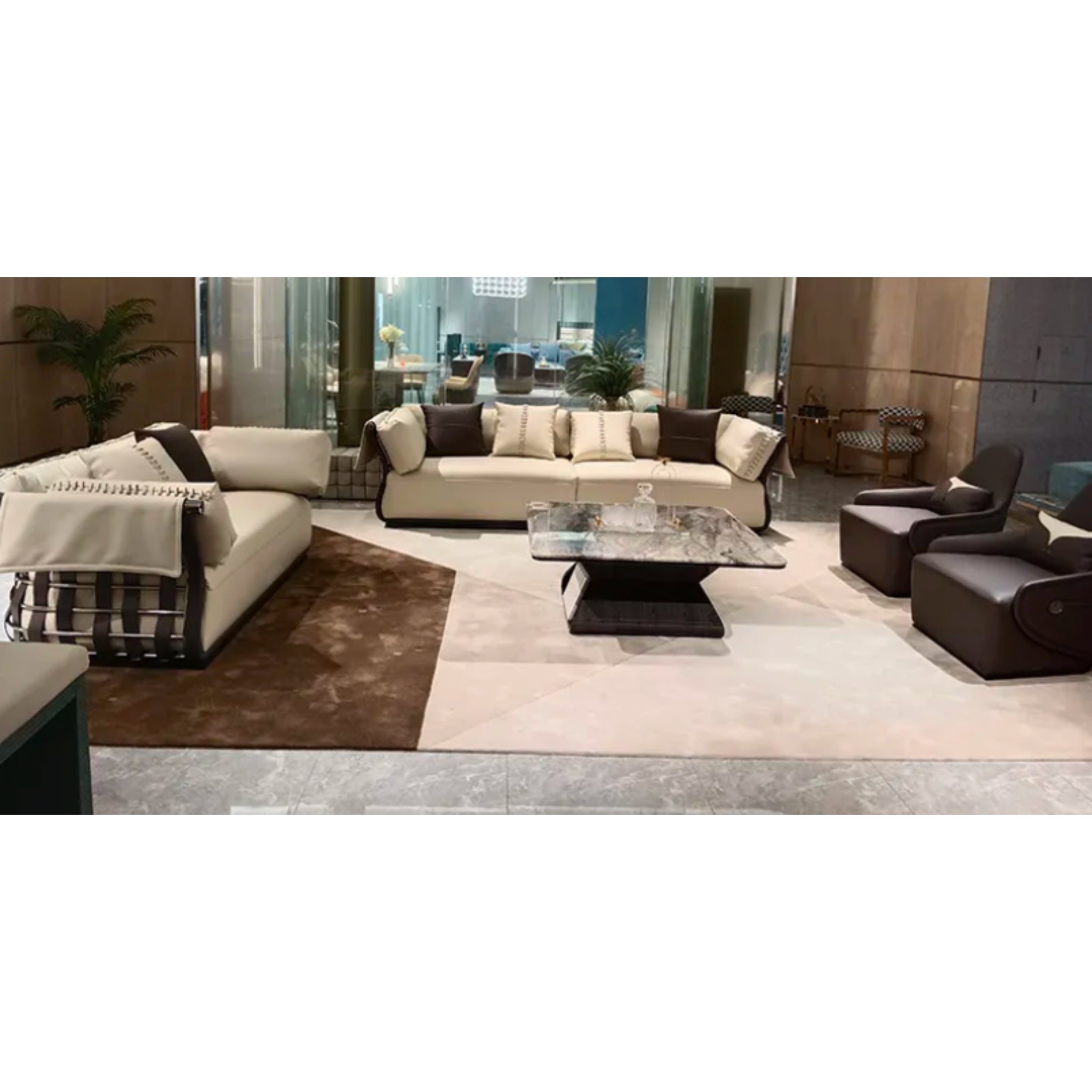 Luxe Leather Sofa with Coordinated Chairs